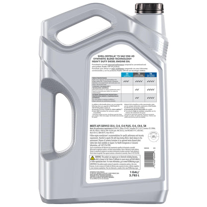 Shell Rotella T5 Synthetic Blend 15W-40 Diesel Engine Oil, 1 Gallon