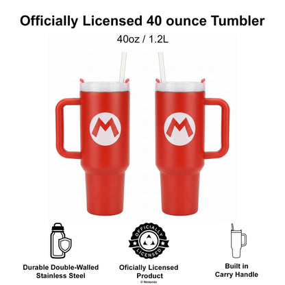 Nintendo Super Mario Mario Icon Tumbler 40 oz, Red