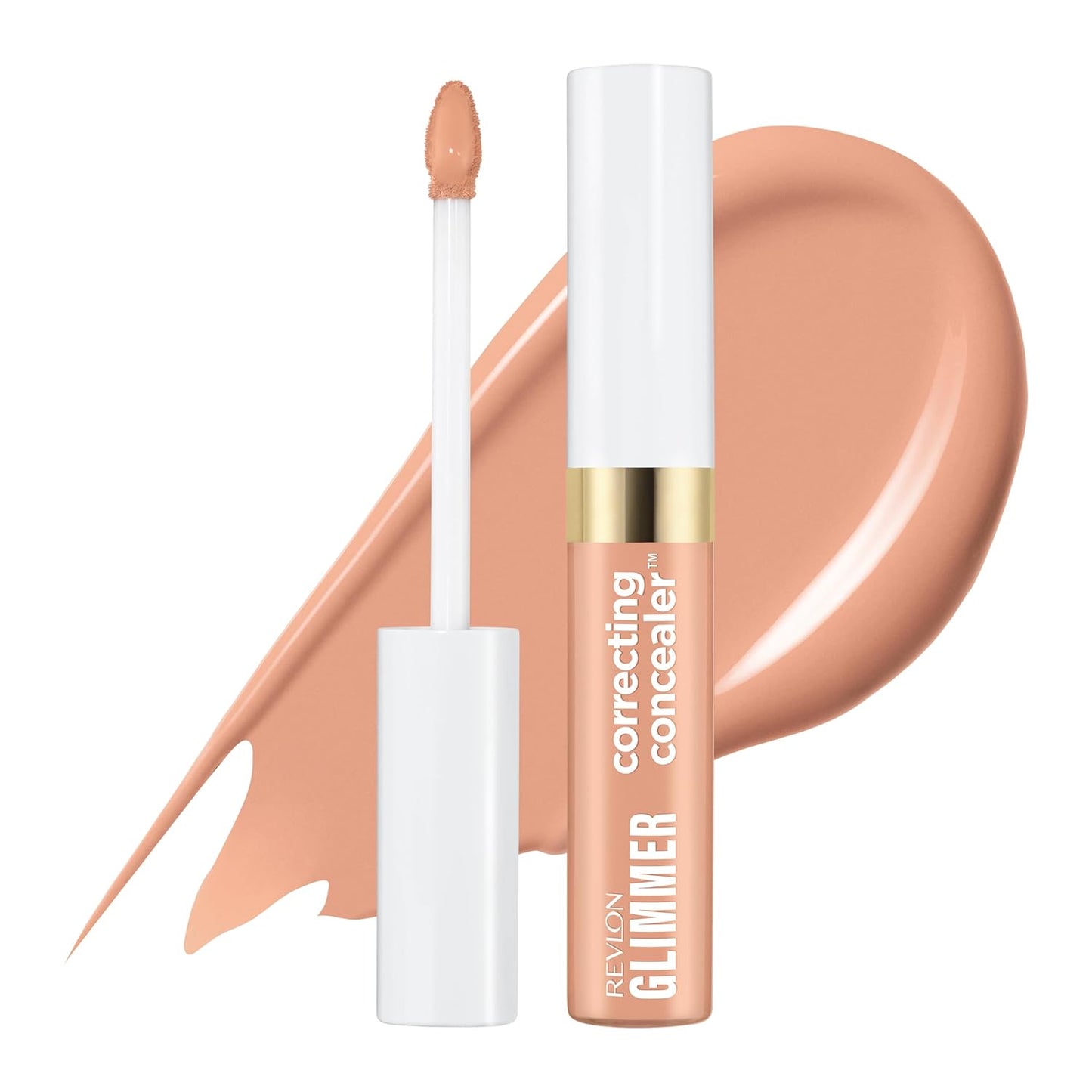 Revlon Glimmer Correcting Concealer, Liquid Under Eye Makeup, Made with Caffeine, Vitamin C, & Stevioside, 101 Peach, 0.3 fl oz
