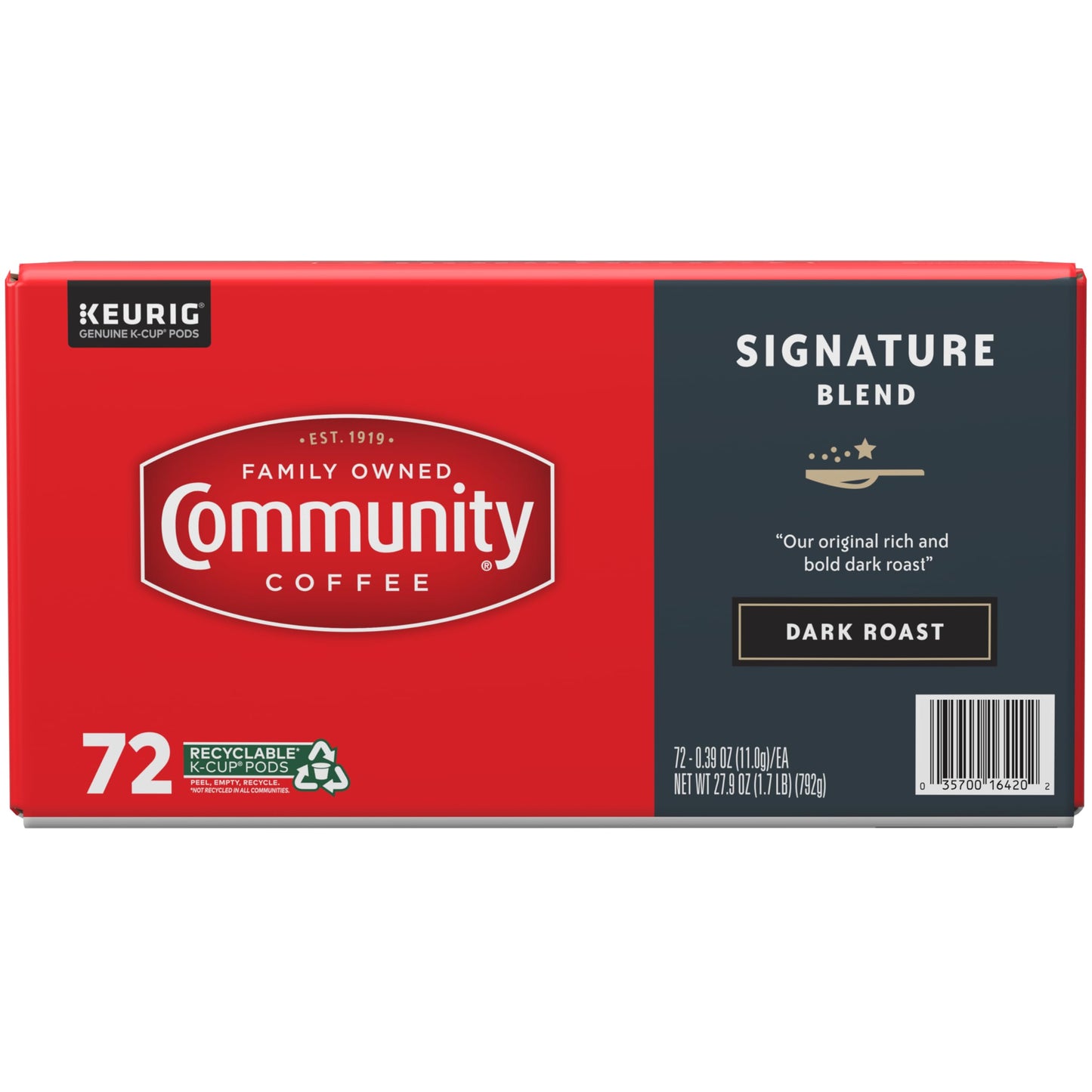 Community Coffee Signature Blend 72 Count Coffee Pods, Dark Roast, Compatible with Keurig 2.0 K-Cup Brewers, Box of 72 Pods (BB 2027/07/29)