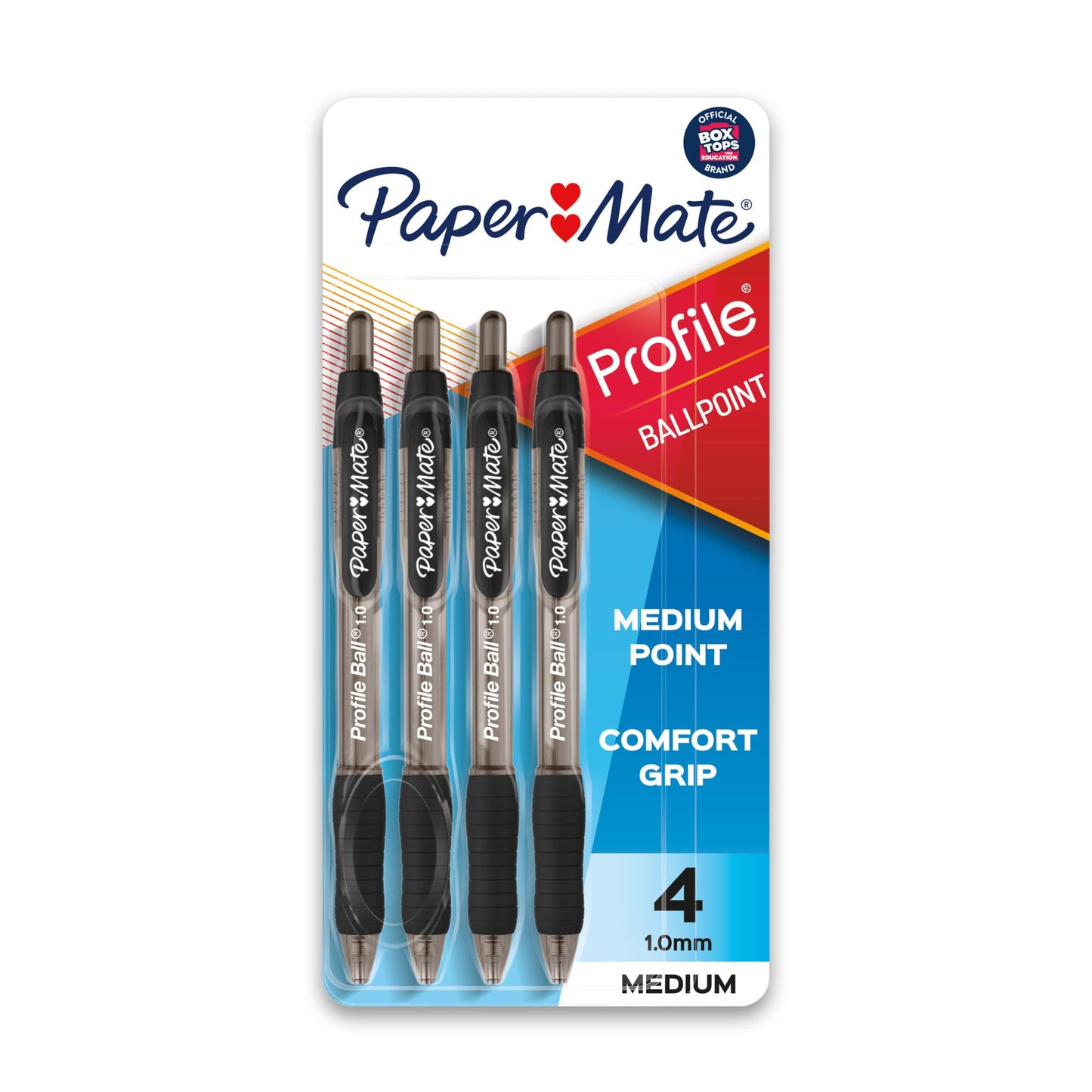Paper Mate Ballpoint Pen (1.0mm), Black, 4 Count