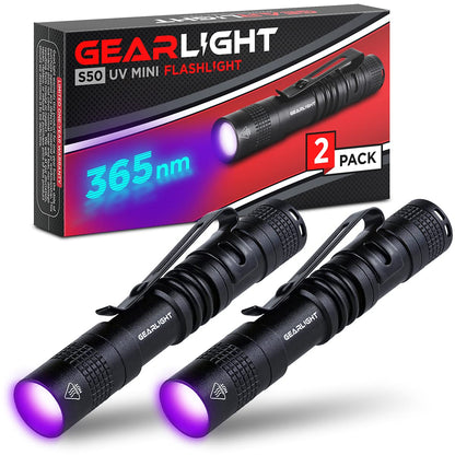 GearLight S50 UV Blacklight Flashlights 2 Pack