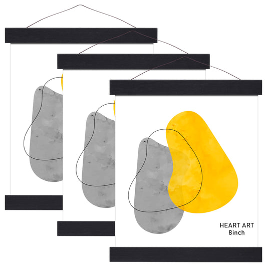 HEART ART Magnetic Poster Hanger Frame (Black,3 PACK)
