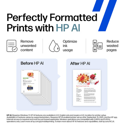 HP DeskJet 4255e Wireless All-in-One Color Inkjet Printer, Scanner, Copier, Best-for-Home, 3 Month Instant Ink Trial Included. This Printer is only 2.4 ghz Capable. AI-Enabled (588S6A)