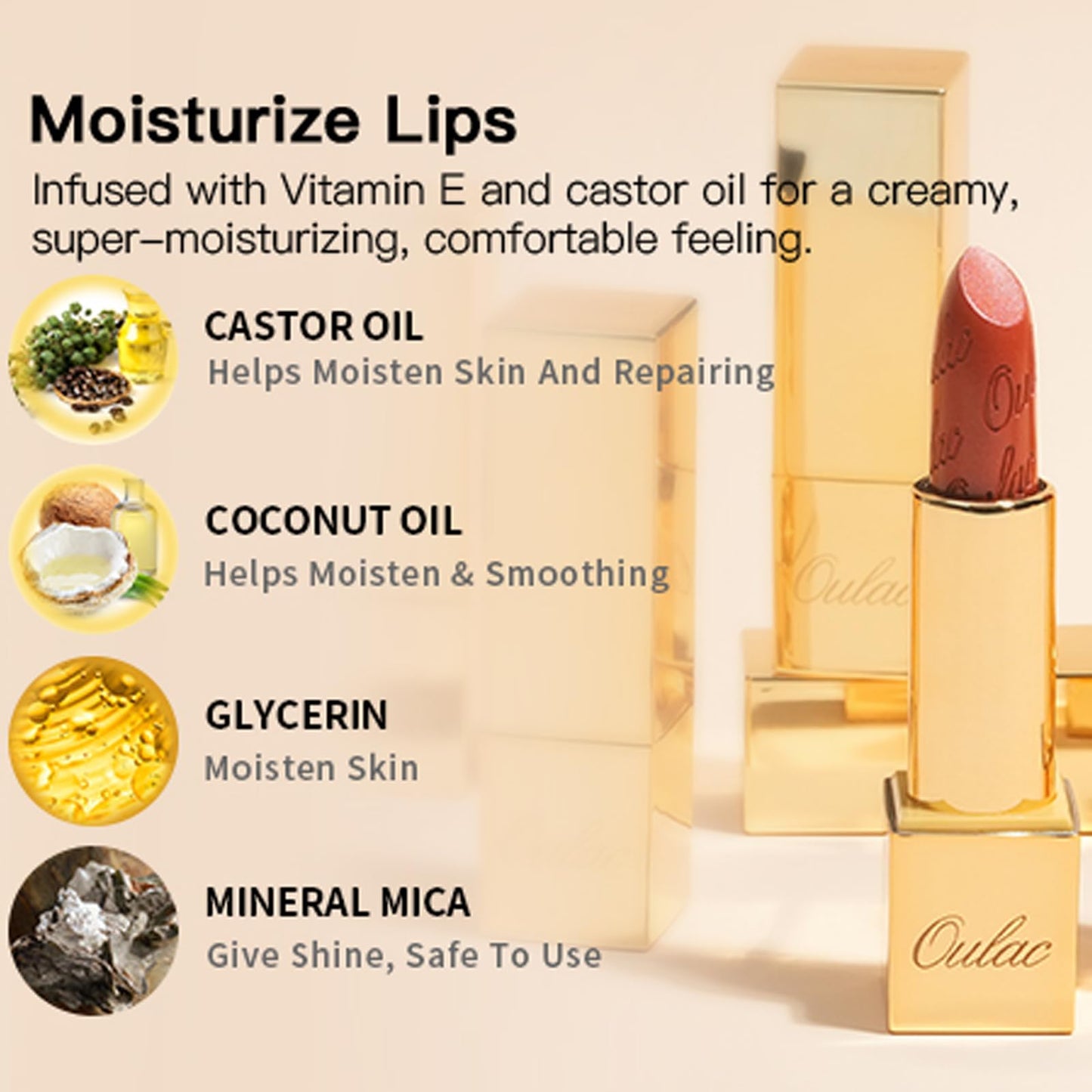Oulac Metallic Lipstick, Mauve Babe GM04