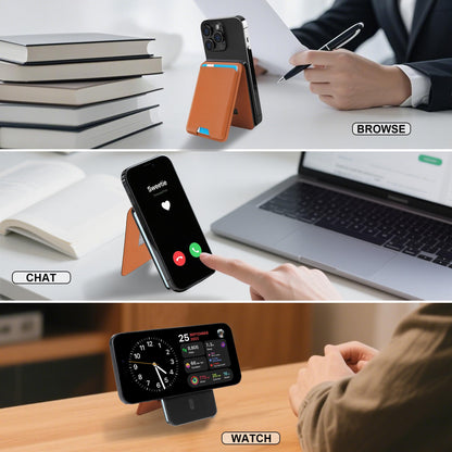 Magnetic Phone Card Holder Pop Up Wallet with Adjustable Stand Compatible with Magsafe (Brown)