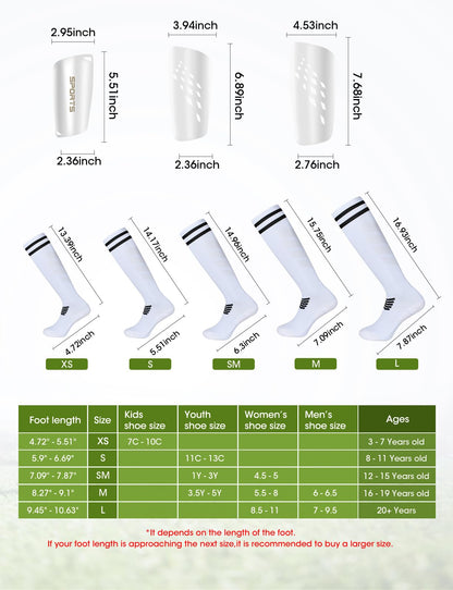 Shin Guards Soccer Youth(3 Pairs Socks + 1 Pair Shin Guard) (SIZE: Small)