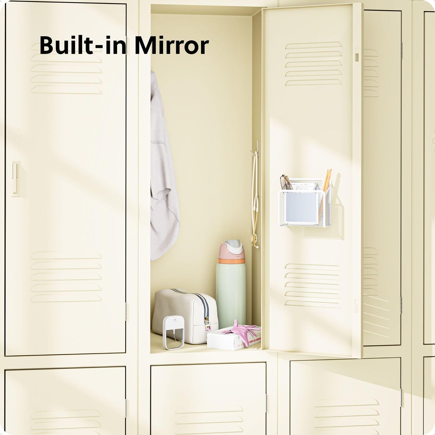 U Brands White Magnetic Locker Cup with Mirror