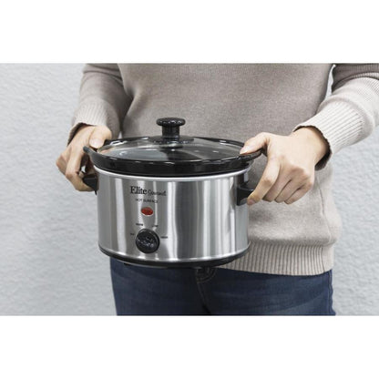 Elite Platinum 8.5-Quart Stainless Steel Round Slow Cooker *Open & Damaged Box All Pieces Intact*