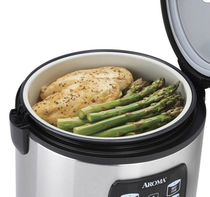 Aroma Digital Rice Cooker Stainless Steel 20-Cup ARC-1030SB
