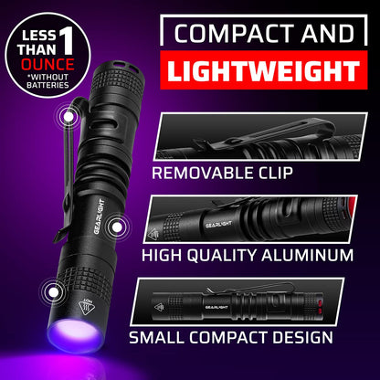 GearLight S50 UV Blacklight Flashlights 2 Pack