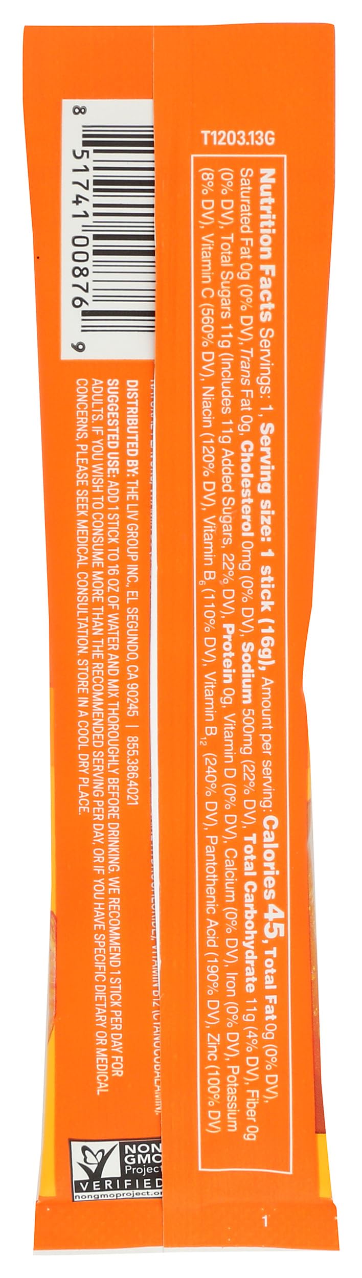 Liquid IV Tangerine Hydration Single (BB Oct 2027)