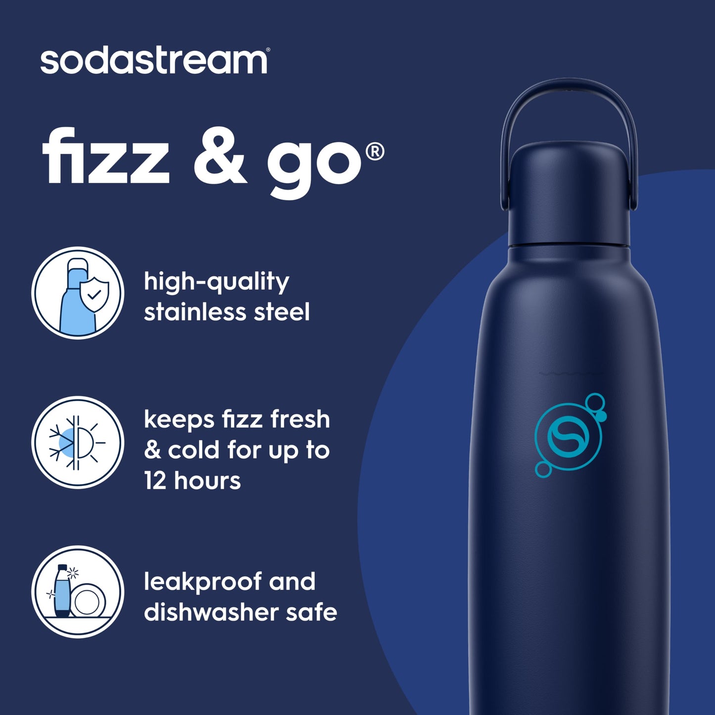SodaStream Fizz & Go Cool Metal Bottle, Blueberry 0.9L