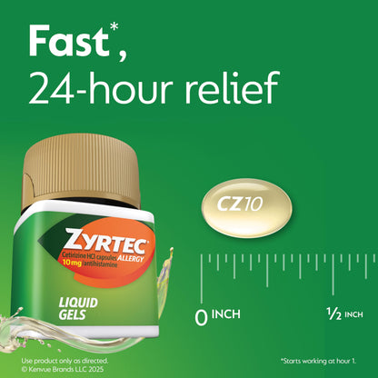 Zyrtec 24 Hour Allergy Relief Gel Capsules 40 Count (Exp. 05/2027)