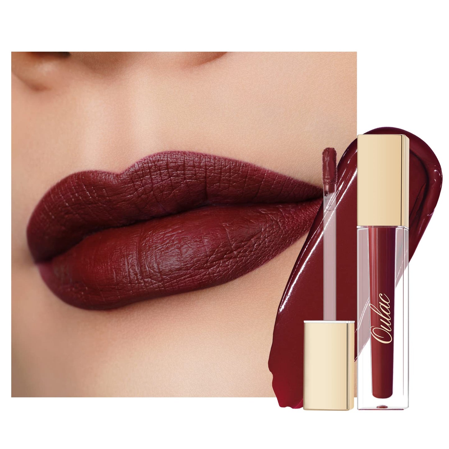 Oulac Matte Liquid Lipstick, Dark Red M18