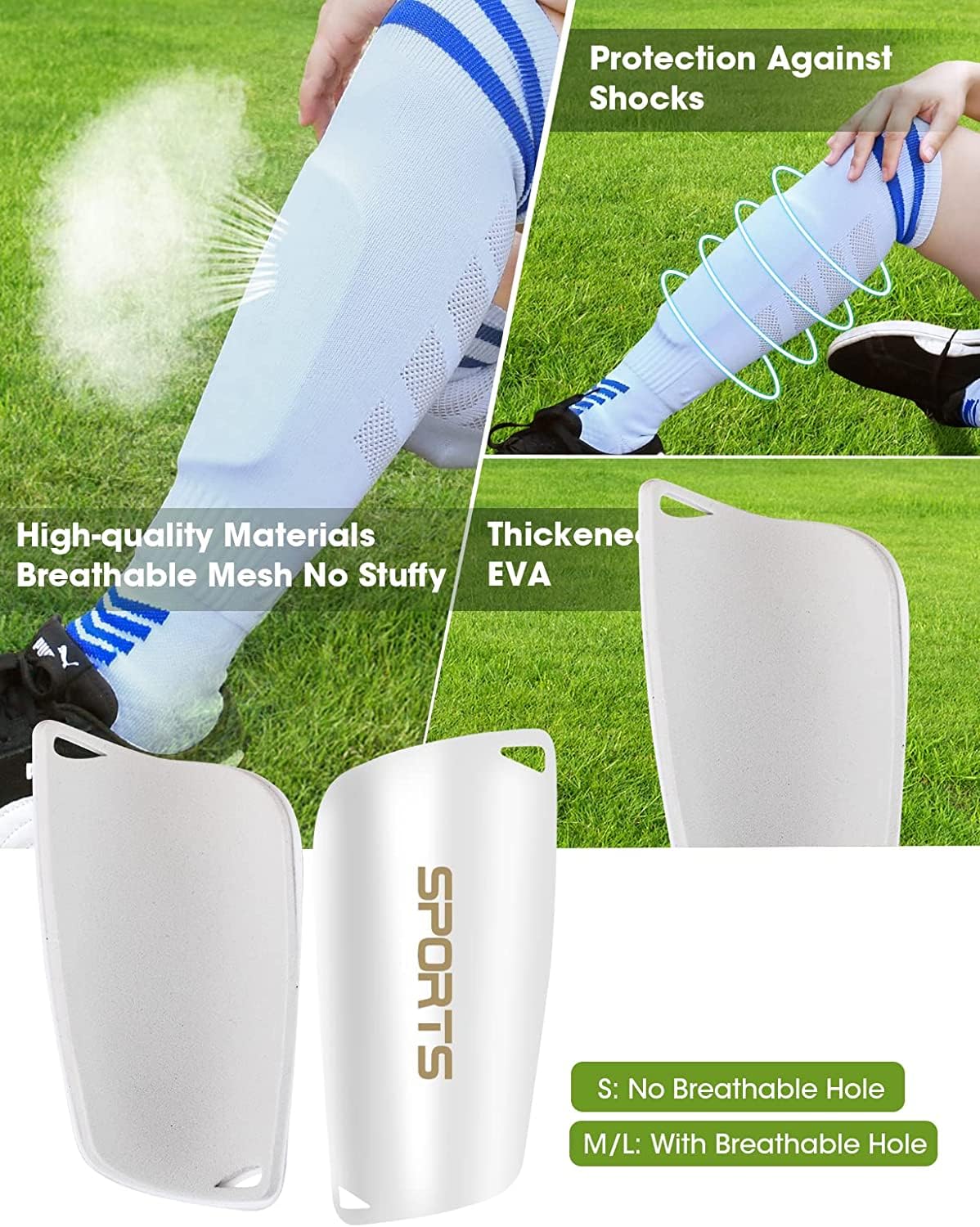 Shin Guards Soccer Youth(3 Pairs Socks + 1 Pair Shin Guard) (SIZE: Small)