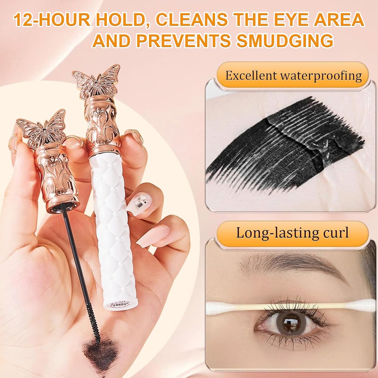 2Pcs Filterseed Mascara Fine Brush Black Mascara, Waterproof For Tiny and Lower Eyelashes