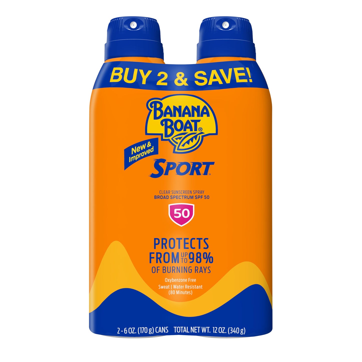Banana Boat Sport Ultra SPF 50 Sunscreen Spray, 6oz, Twin Pack (EXP: 07/26)