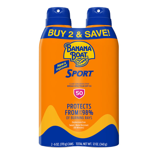 Banana Boat Sport Ultra SPF 50 Sunscreen Spray, 6oz, Twin Pack (EXP: 07/26)