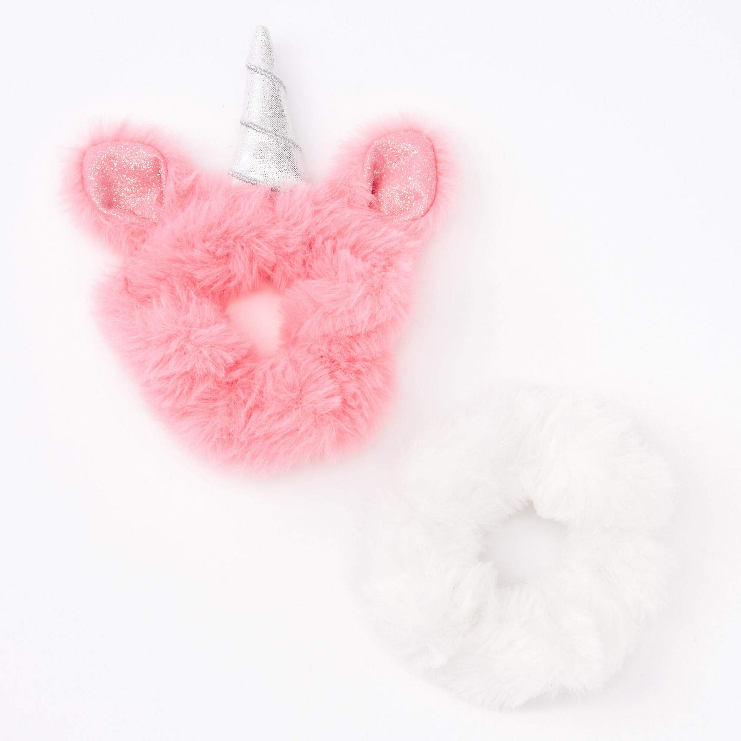 CLAIRE'S Pink and White Unicorn Hair Scrunchie | Soft, Cute No Damage Scrunchies, Hair Accessories - 2 Pieces