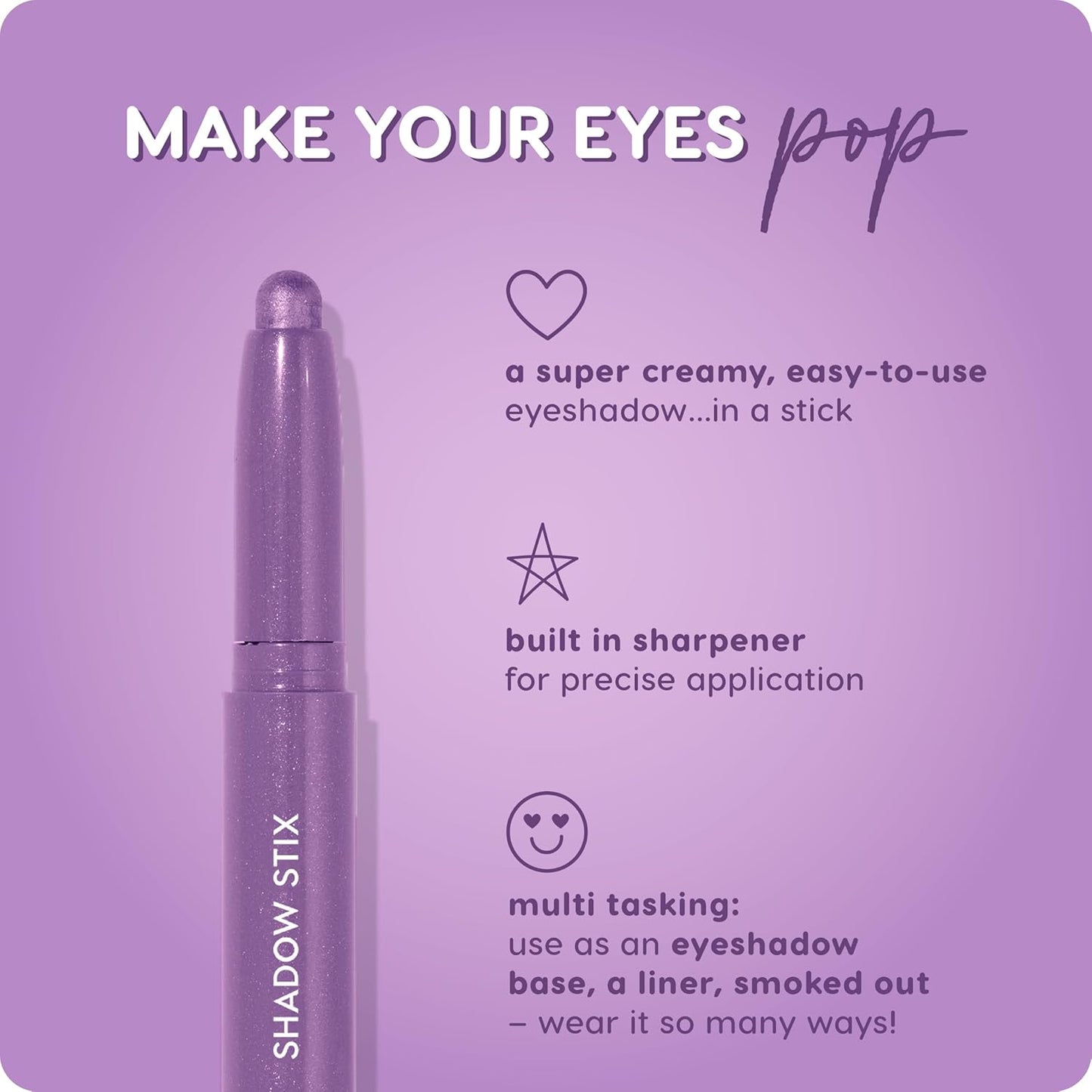 ColourPop Shadow Stix - Cream Eyeshadow Stick with Long-Lasting Color - Multi-Use Cream Makeup with a Built-In Sharpener & Precise Tip for Easy Application - Hey Bestie Metallic (0.05 oz)