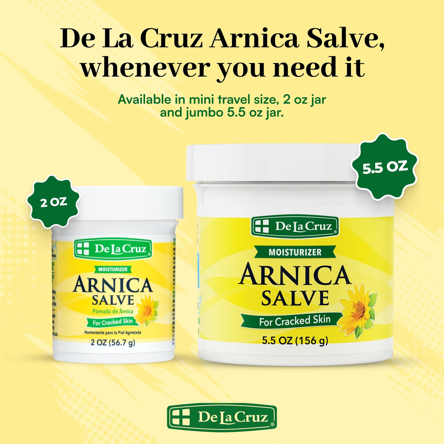 De La Cruz Arnica Salve Body Moisturizer Dry & Cracked Skin 2 oz *Exp.11/26*