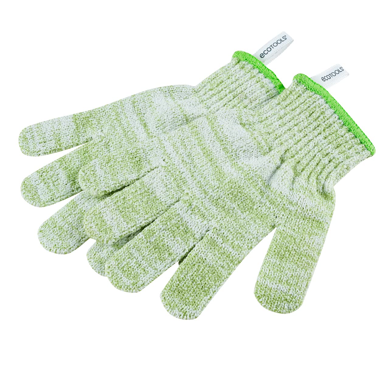 EcoTools Bath & Shower Gloves, Recycled Netting, Exfoliating, Gentle Cleansing for Whole Body, Fits All Hands, Green, 1 Pair