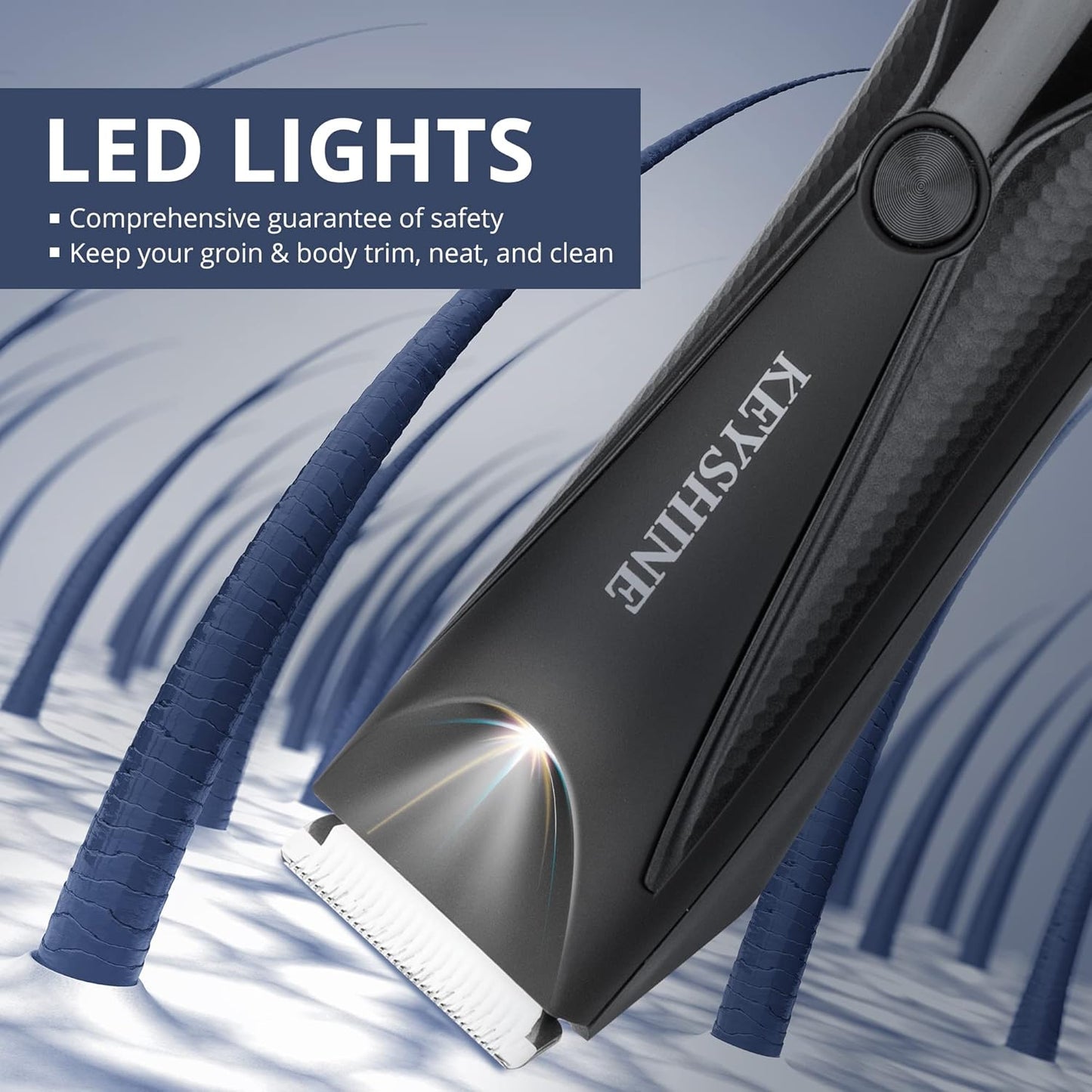 Keyshine Electric Body Hair Trimmer for Men: Waterproof 2-in-1 Groin Hair Trimmer for Beard Hair Chest Hair Armpit Hair Legs Hair Pubic Hair Black