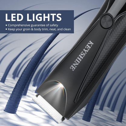 Keyshine Electric Body Hair Trimmer for Men: Waterproof 2-in-1 Groin Hair Trimmer for Beard Hair Chest Hair Armpit Hair Legs Hair Pubic Hair Black