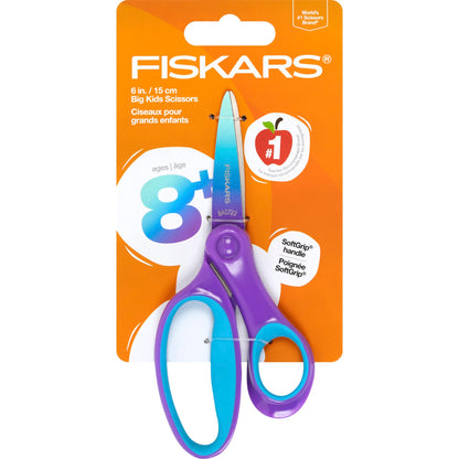 Fiskars Softgrip 6" Big Kids Scissors for Ages 8-11