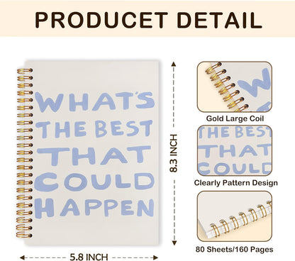 Inspirational Spiral Notebook Journal 5.5x8.3, What's the Best That Could Happen Motivational Notebooks for Note Taking, Inspirational Positive Affirmations Gifts, Hardcover Journal