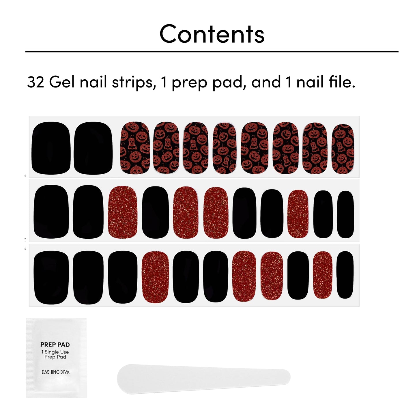 Dashing Diva Gloss Nail Strips - Hallow Queen | UV Free, Chip Resistant, Long Lasting Gel Nail Stickers | Contains 32 Wraps, 1 Prep Pad, 1 File