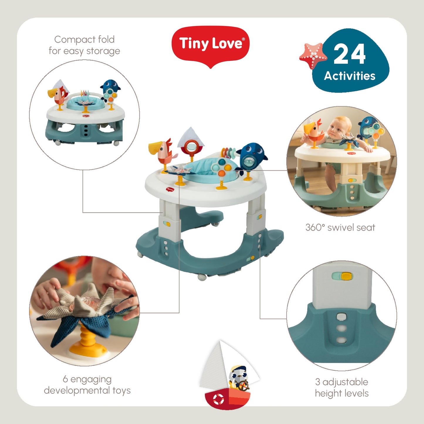 Tiny Love 4-in-1 Here I Grow Activity Center, Tiny Mariners
