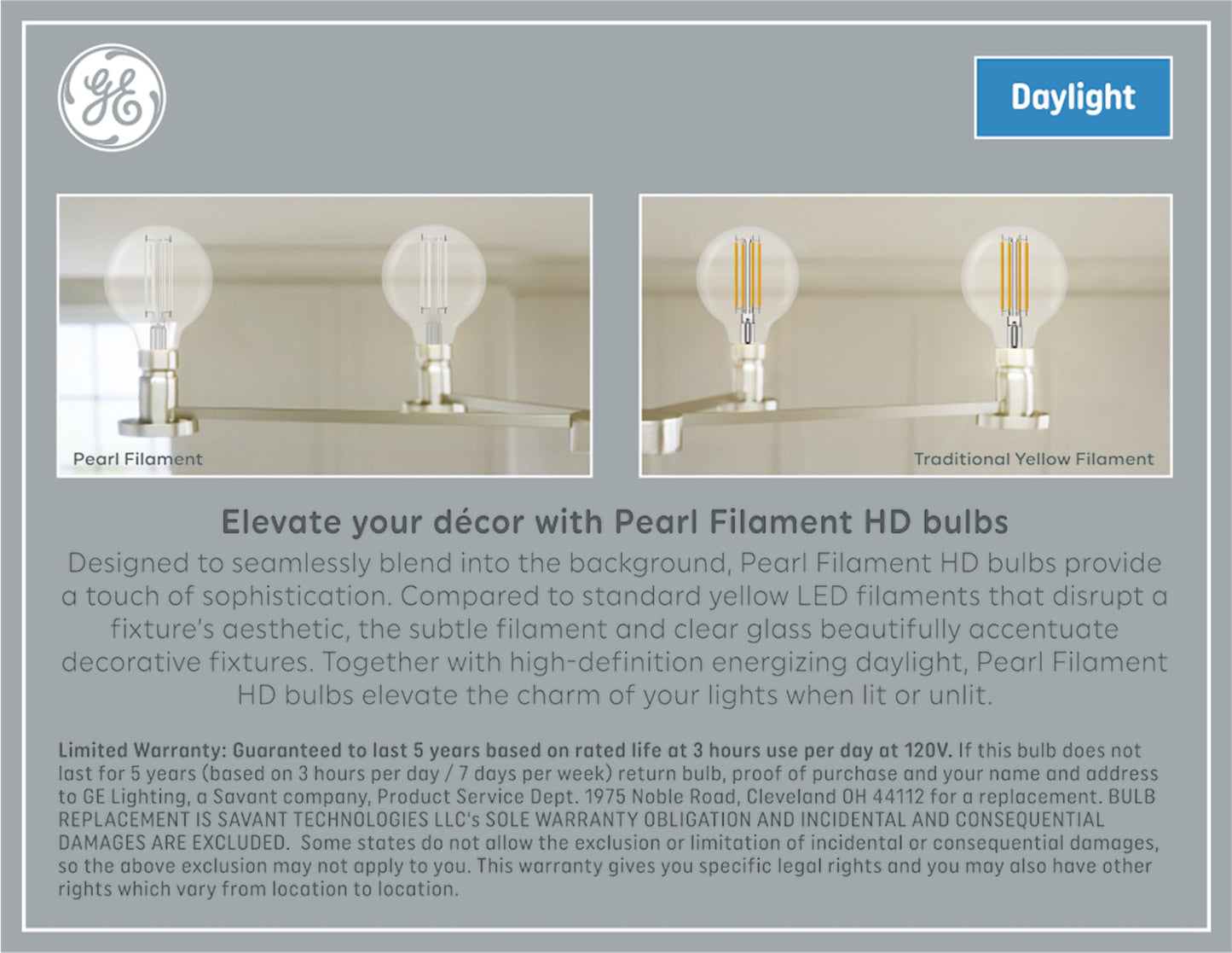 GE 2pk 60W LED G25 Pearl