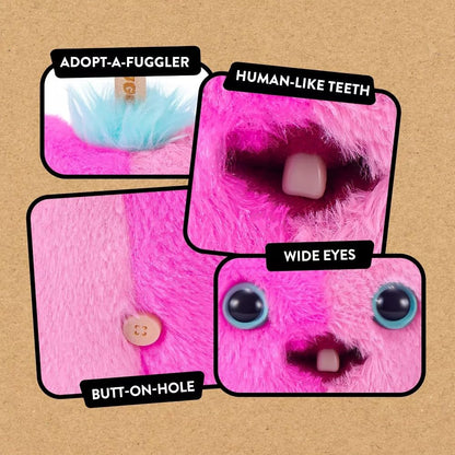 ZURU Fuggler Pinkles Keychain, Plush Toy, 3.5” (Wide Eyed Screech)