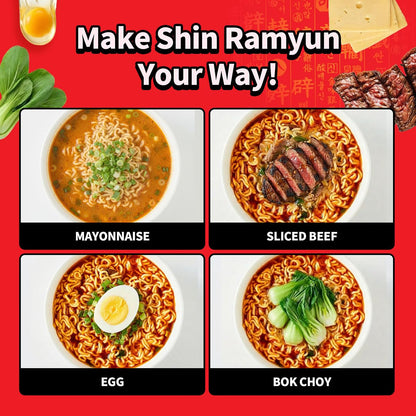 Nong Shim Shin Noodle Soup Bowl, Spicy, 3.03 Ounce (Pack of 12) (BB APR 5 2027)