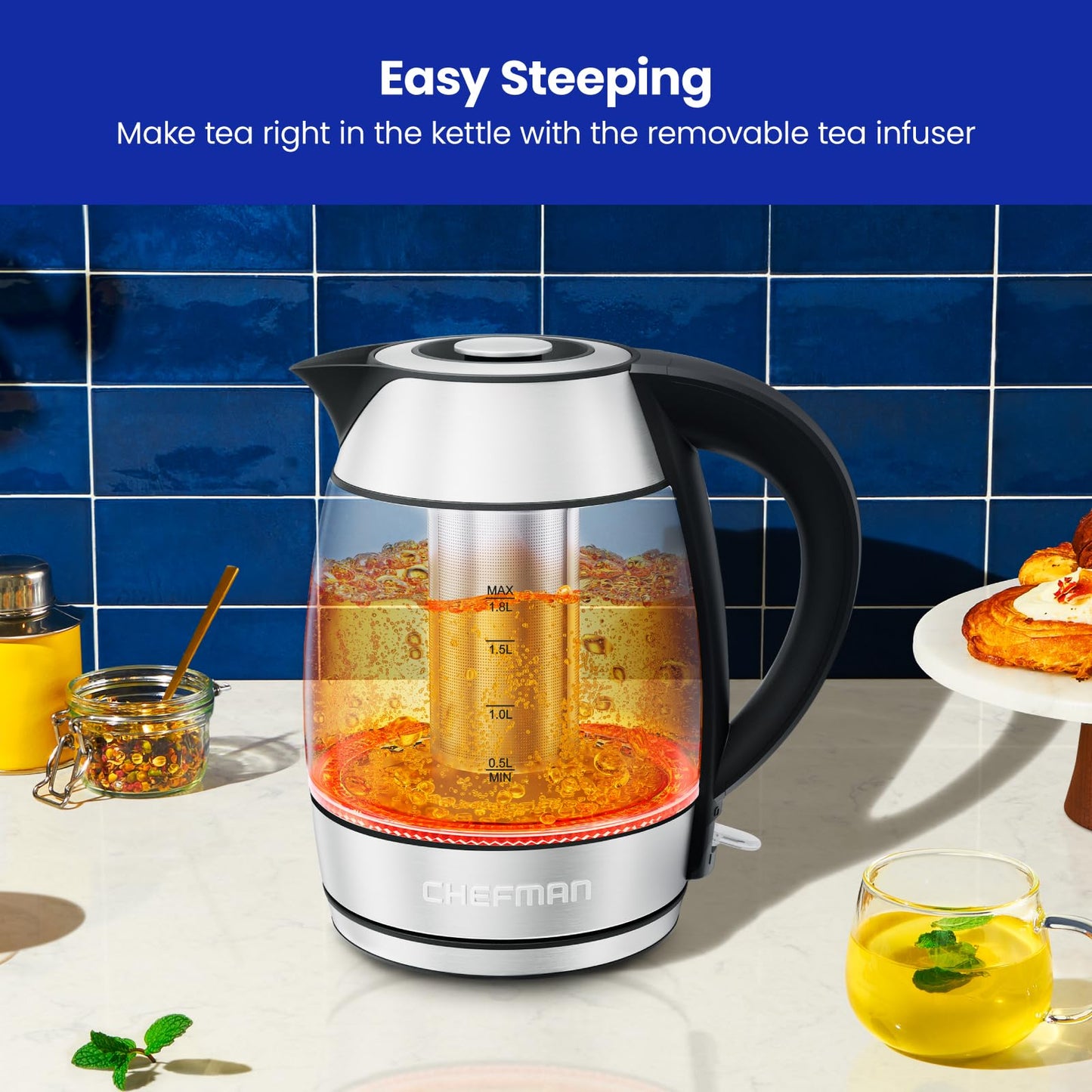 Chefman Rapid-Boil 1.8L Electric Tea Kettle