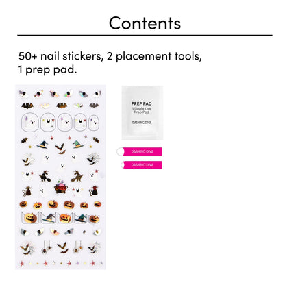 Dashing Diva Magic Pick Nail Stickers - Black Light | Easy Nail Art Stickets | Comes with 50+ Stickers and 2 Precision Placement Tools