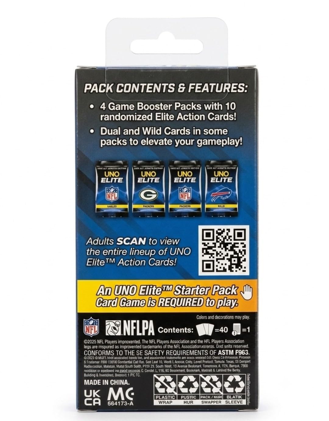 UNO Elite NFL 2025 Alt Jerseys Booster Set Plus 40 Cards (Players Vary)