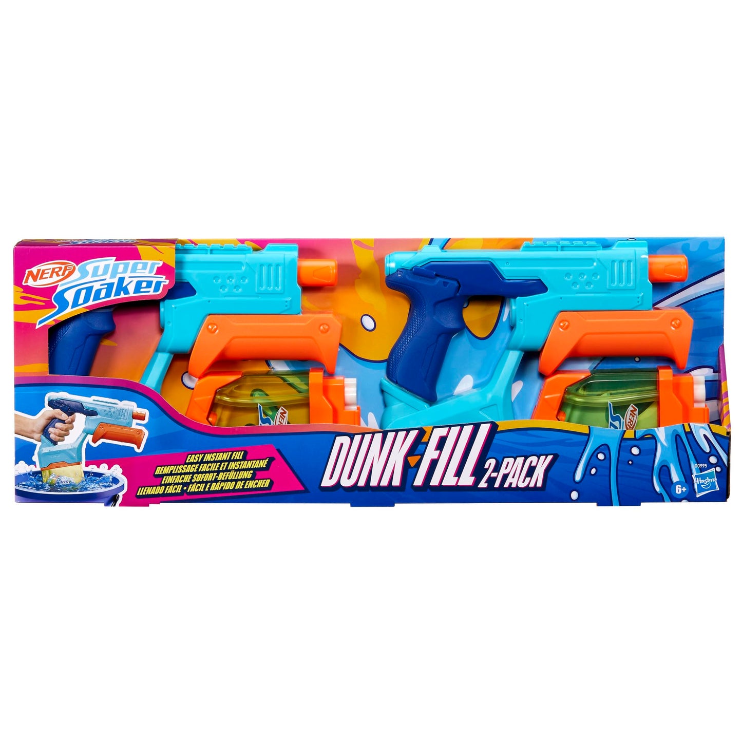 Nerf Super Soaker Dunk-Fill, 2 Water Blasters, Easy Instant Fill