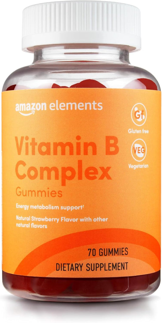 Amazon Elements - B-Complex, Supports Immune and Normal Energy Metabolism, 70 Gummies, 70-Day Supply, Vegan, Adult, Non-GMO (Previously Revly) *Exp 11/25*