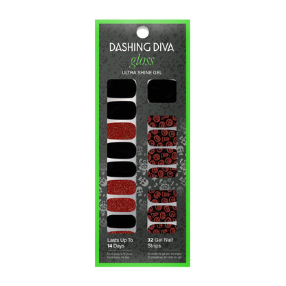 Dashing Diva Gloss Nail Strips - Hallow Queen | UV Free, Chip Resistant, Long Lasting Gel Nail Stickers | Contains 32 Wraps, 1 Prep Pad, 1 File