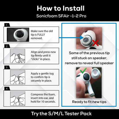 SONICFOAM Memory Foam Earbud Tips (6 Pack / 3 Pairs)