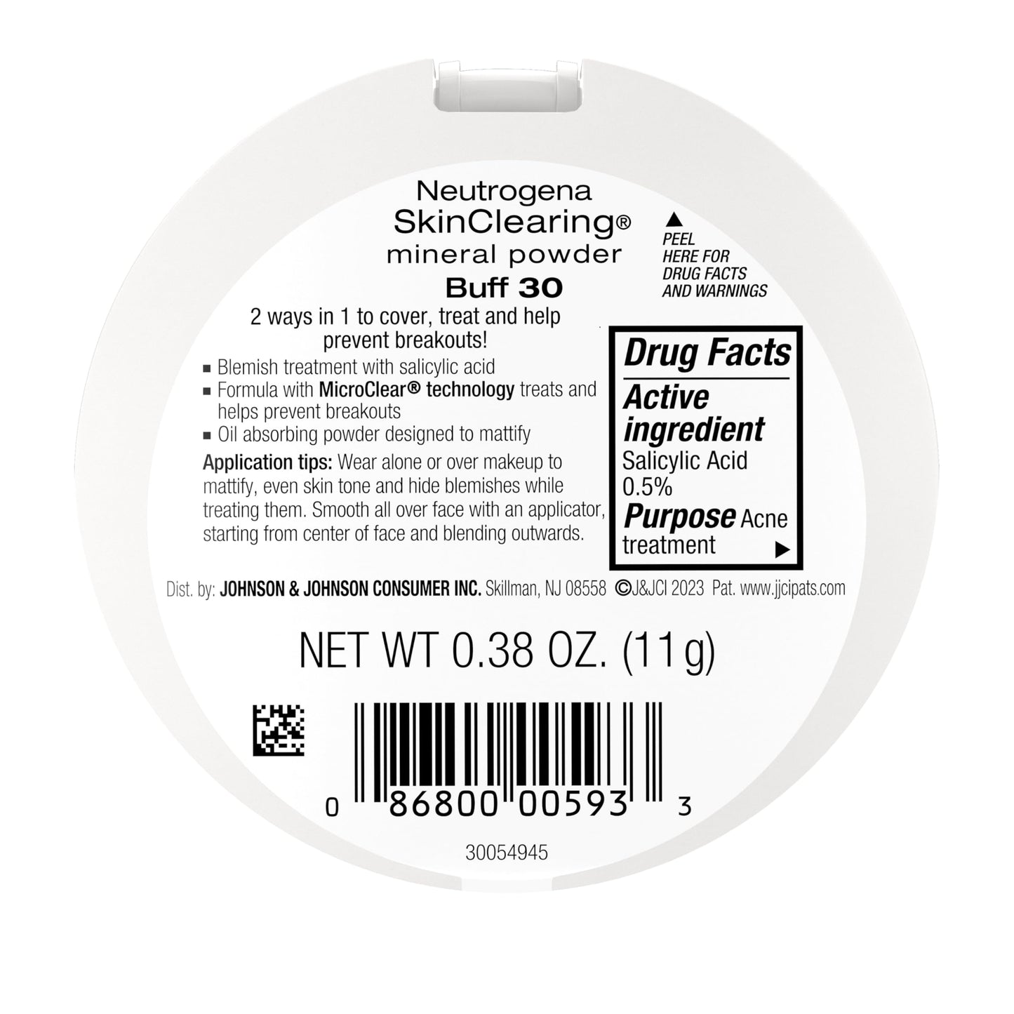 Neutrogena SkinClearing Pressed Mineral Powder, Buff 30, 0.38 oz
