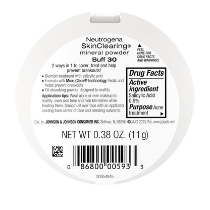 Neutrogena SkinClearing Pressed Mineral Powder, Buff 30, 0.38 oz