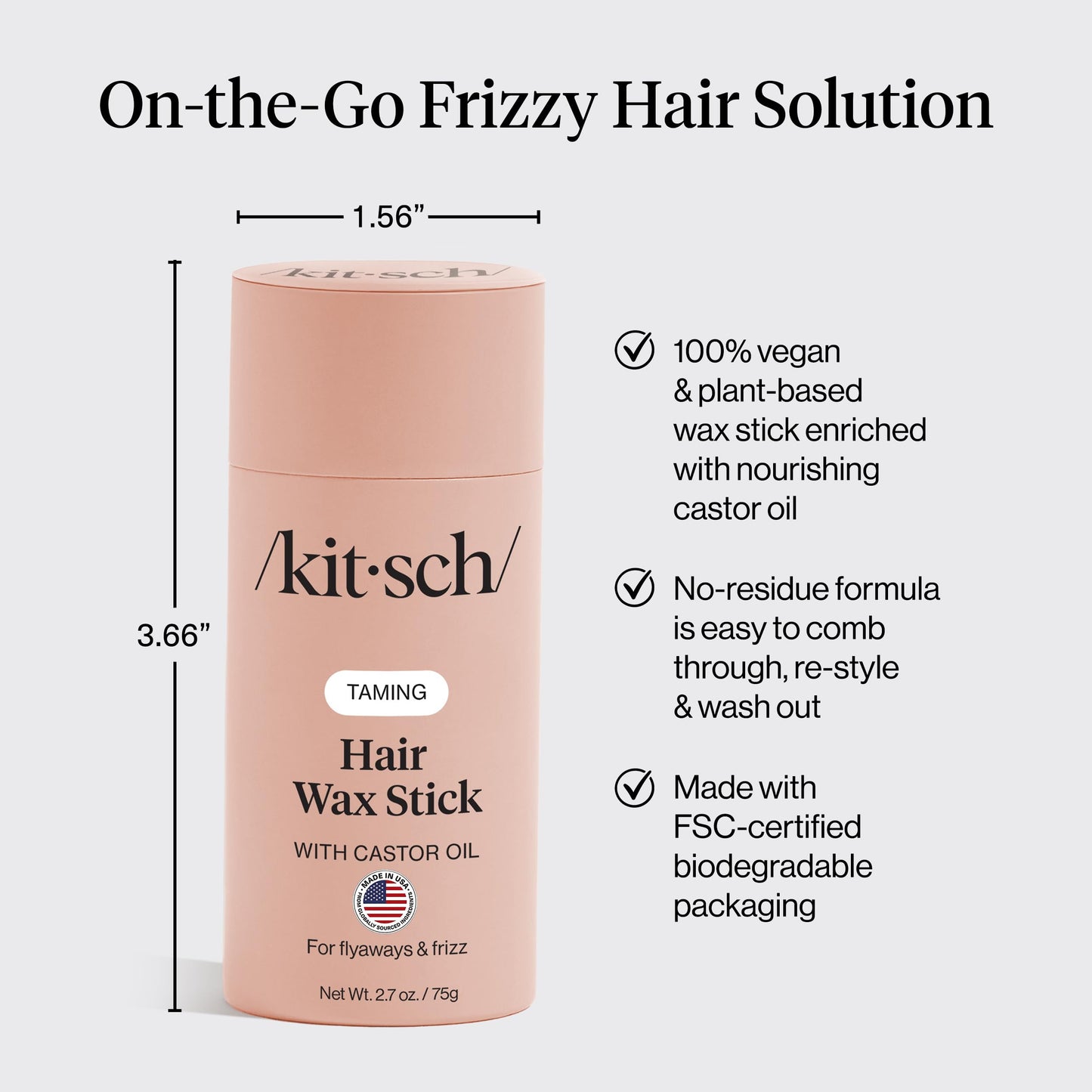 Kitsch Hair Wax Stick for Women & Men with Castor Oil – 2.7 oz