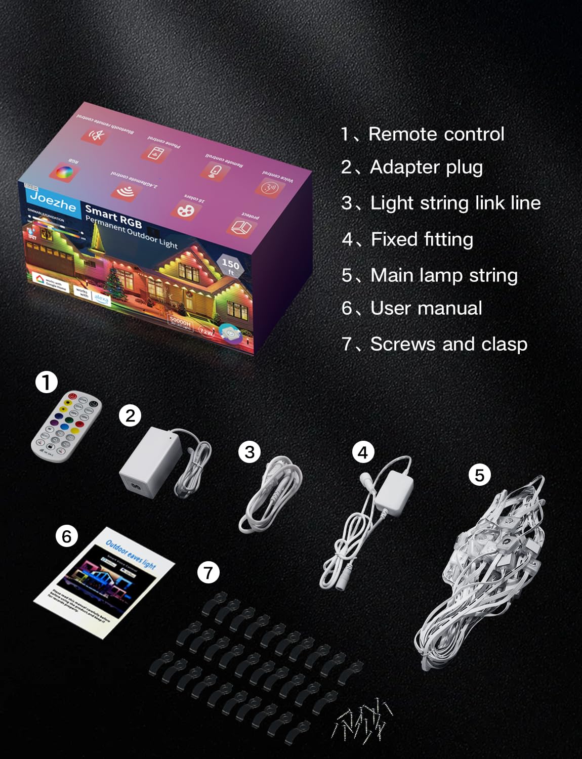 Permanent Outdoor Lights, 50ft with 36 LED Lights, IP67 Water-Proof, Compatible with Alexa, Assistant