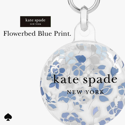kate spade new york AirTag Holder with Metallic Ring Clip - Flowerbed Blue