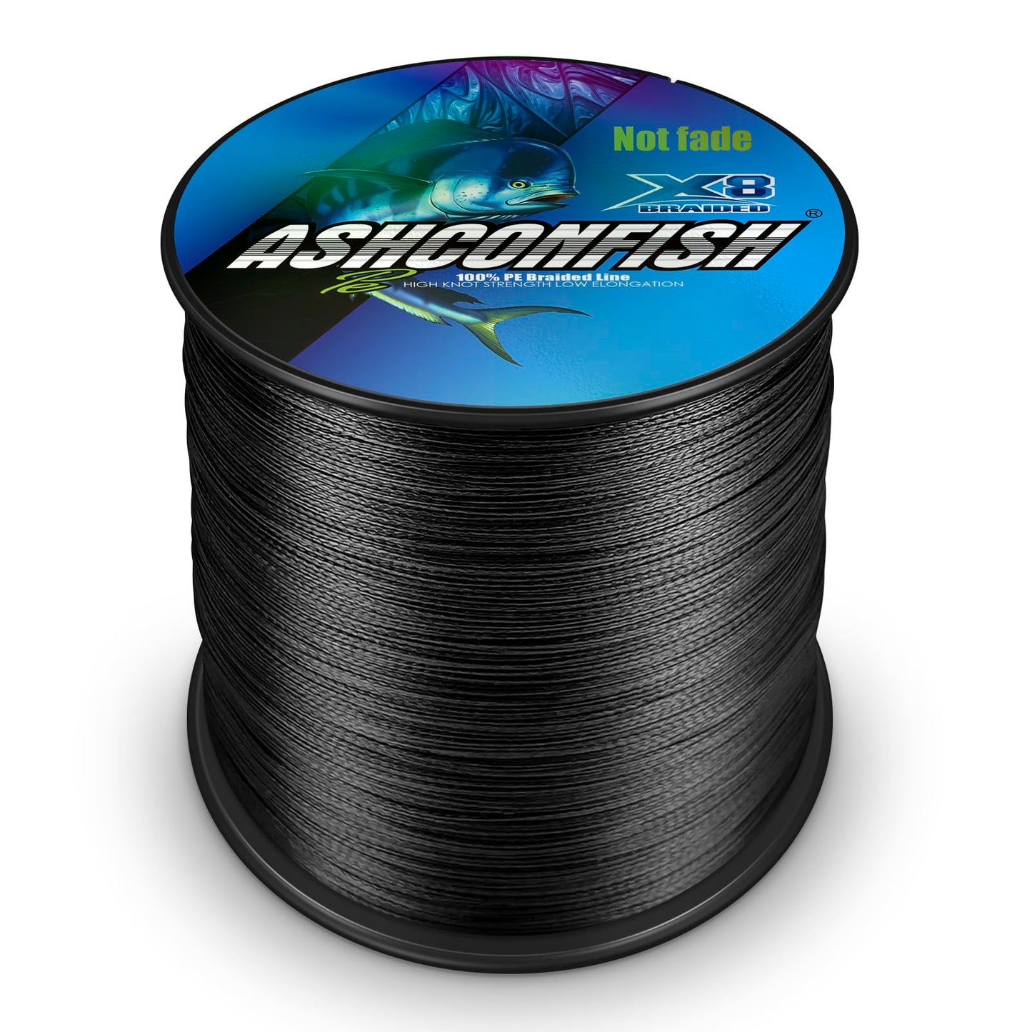 Ashconfish 8-Strand Braided Fishing Line, Black, 328 Yards, 8 lb