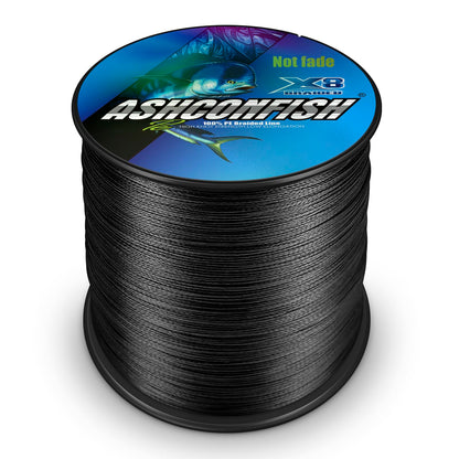 Ashconfish 8-Strand Braided Fishing Line, Black, 328 Yards, 8 lb